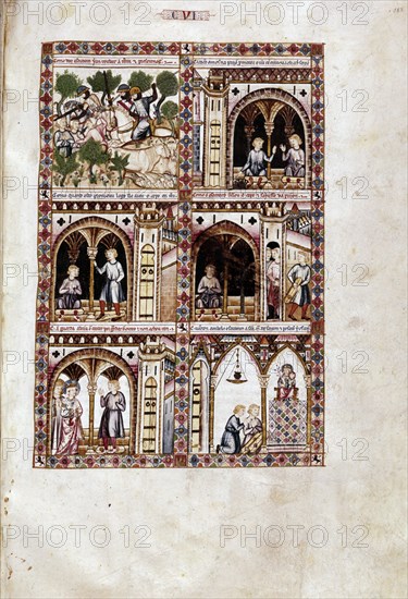 ALFONSO X EL SABIO 1221/84
MTI1-CANTIGA STA MARIA Nº106-F153R-VIRGEN SACA A ESCUDEROS DE LA PRISION-MINIATURA S XIII
SAN LORENZO DEL ESCORIAL, MONASTERIO-BIBLIOTECA
MADRID
This image is not downloadable. Contact us for the high res.