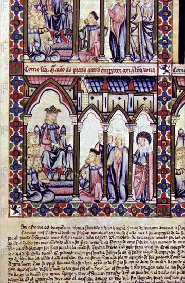 Alfonso X the Wise (1221-1284)
Saint Mary Song # 17
Virgin interceding on behalf of a lady, in front of the emperor
13th century
Madrid, Library of the Monastery of El Escorial

This image is not downloadable. Contact us for the high res.