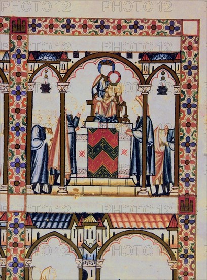 ALFONSO X EL SABIO 1221/84
D-MS.B.R.20- CANTIGA STA MARIA-Nº 239-F23-B-UN HOMBRE DE MURCIA JURA FALSAMENTE SOBRE EL ALTAR
FLORENCIA, BIBLIOTECA NACIONAL
ITALIA
This image is not downloadable. Contact us for the high res.