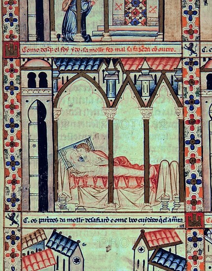ALFONSO X EL SABIO 1221/84
D-MS.B.R.20- CANTIGA STA MARIA-F113V-C-AMANTES EN LA ALCOBA-MINIATURA GOTICA- S XIII
FLORENCIA, BIBLIOTECA NACIONAL
ITALIA