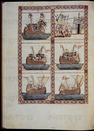 ALFONSO X EL SABIO 1221/84
MS B.R.20- CANTIGA STA MARIA Nº271-F59V-VIRGEN PROTEGE NAVE CRISTIANA ATACADA POR LOS MOROS
FLORENCIA, BIBLIOTECA NACIONAL
ITALIA