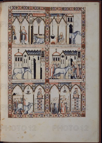 ALFONSO X EL SABIO 1221/84
CANTIGA STA MARIA Nº228-F112R-LA VIRGEN DE TERENA CURA A UN MULO CON LAS PATAS AGARROTADAS
FLORENCIA, BIBLIOTECA NACIONAL
ITALIA