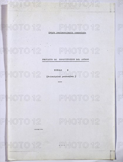 PROYECTO PARA LA CONSTITUCION 1978-PRINCIPIOS GENERALES-GRUPO PARLAMENTARIO COMUNISTA-PORTADA
MADRID, CONGRESO DE LOS DIPUTADOS-BIBLIOTECA
MADRID