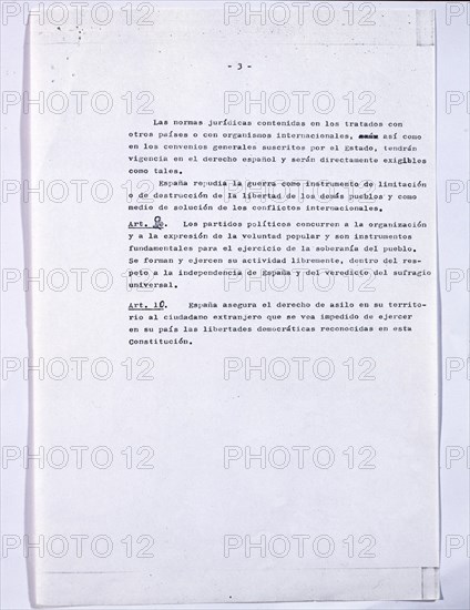 PROYECTO PARA LA CONSTITUCION 1978-PRINCIPIOS GENERALES-GRUPO PARLAMENTARIO COMUNISTA-FOL3
MADRID, CONGRESO DE LOS DIPUTADOS-BIBLIOTECA
MADRID
This image is not downloadable. Contact us for the high res.