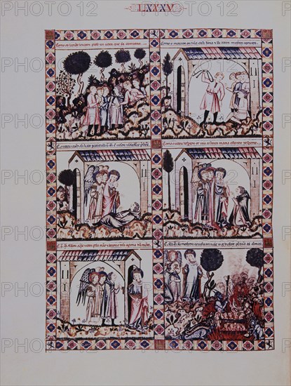 ALFONSO X EL SABIO 1221/84
MTI1-CANTIGA STA MARIA- Nº85-F125V-VIRGEN SALVA A JUDIO DE PRISION Y SE CONVIERTE-S XIII MINIATURA
SAN LORENZO DEL ESCORIAL, MONASTERIO-BIBLIOTECA
MADRID
This image is not downloadable. Contact us for the high res.