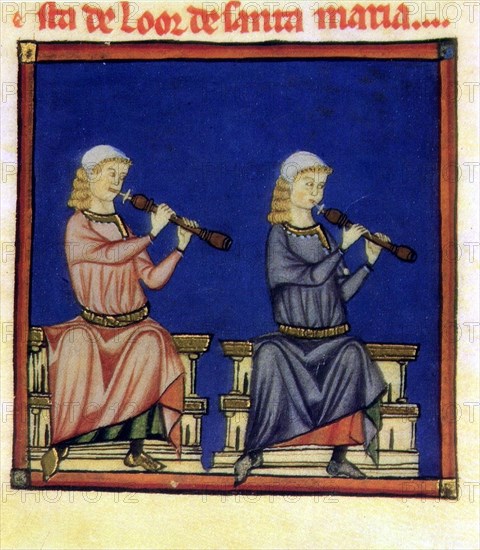 ALFONSO X EL SABIO 1221/84
D-M.B.I.2-CANTIGA DE STA MARIA-Nº390-F350R-CODICE DE LOS MUSICOS-ALBOGUES DE DOBLE LENGUETA
SAN LORENZO DEL ESCORIAL, MONASTERIO-BIBLIOTECA
MADRID