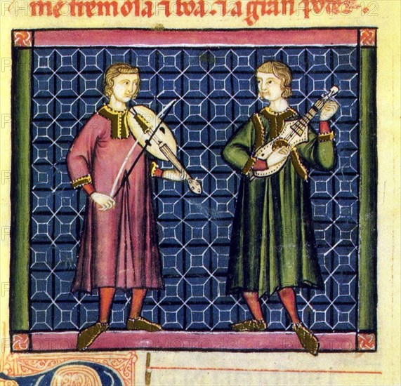 ALFONSO X EL SABIO 1221/84
D-M.B.I.2-CANTIGA DE STA MARIA-Nº10-F39V-CODICE DE LOS MUSICOS-VIHUELA DE ARCO Y GUITARRA
SAN LORENZO DEL ESCORIAL, MONASTERIO-BIBLIOTECA
MADRID
This image is not downloadable. Contact us for the high res.