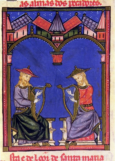 ALFONSO X EL SABIO 1221/84
D-M.B.I.2-CANTIGA DE STA MARIA Nº380-F341R-CODICE DE LOS MUSICOS-ARPAS ROMANICAS-MINIATURA S XIII
SAN LORENZO DEL ESCORIAL, MONASTERIO-BIBLIOTECA
MADRID