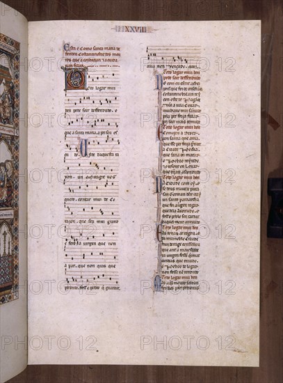 ALFONSO X EL SABIO 1221/84
MTI1-CANTIGA STA MARIA Nº28-F42R-TEXTO-ESTROFA EN VERSO GALAICO PORTUGUES-S XIII
SAN LORENZO DEL ESCORIAL, MONASTERIO-BIBLIOTECA
MADRID

This image is not downloadable. Contact us for the high res.