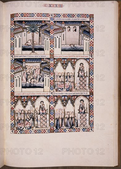 ALFONSO X EL SABIO 1221/84
MTI1-CANTIGA STA MARIA Nº133-F188R-LA VIRGEN RESUCITA EN ELCHE A MOZA AHOGADA EN LA ACEQUIA
SAN LORENZO DEL ESCORIAL, MONASTERIO-BIBLIOTECA
MADRID