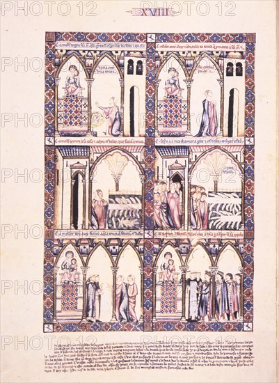 ALFONSO X EL SABIO 1221/84
MTI1-CANTIGA STA MARIA Nº18-F30V-GUSANOS DE SEDA TEJEN VELO PARA LA VIRGEN-MINIATURA GOTICA
SAN LORENZO DEL ESCORIAL, MONASTERIO-BIBLIOTECA
MADRID