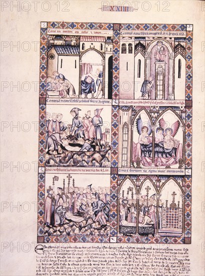 ALFONSO X EL SABIO 1221/84
MTI1-CANTIGA STA MARIA Nº24-F36V-NACE UNA FLOR DEL CADAVER DEL CLERIGO DE CHARTRES QUE LOABA A LA VIRG
SAN LORENZO DEL ESCORIAL, MONASTERIO-BIBLIOTECA
MADRID
This image is not downloadable. Contact us for the high res.