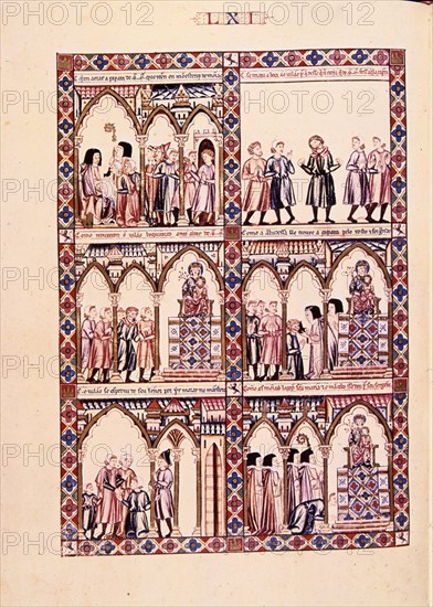 ALFONSO X EL SABIO 1221/84
MTI1-CANTIGA STA MARIA Nº61-F89V-LA VIRGEN CURA AL QUE SE HABIA TORCIDO LA BOCA POR RENEGAR DE ELLA
SAN LORENZO DEL ESCORIAL, MONASTERIO-BIBLIOTECA
MADRID
This image is not downloadable. Contact us for the high res.