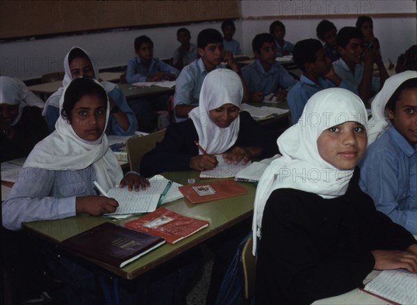 Ecole de réfugiés palestiniens, à Gaza en Palestine