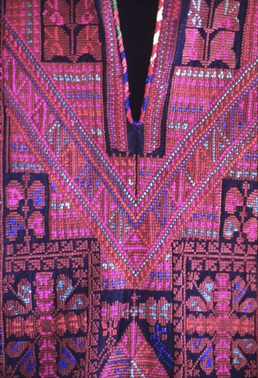 Palestinian costume, Detail of front panel of dress