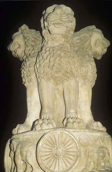 Lion Capital of the Sarnath stupa raised by Ashoka
