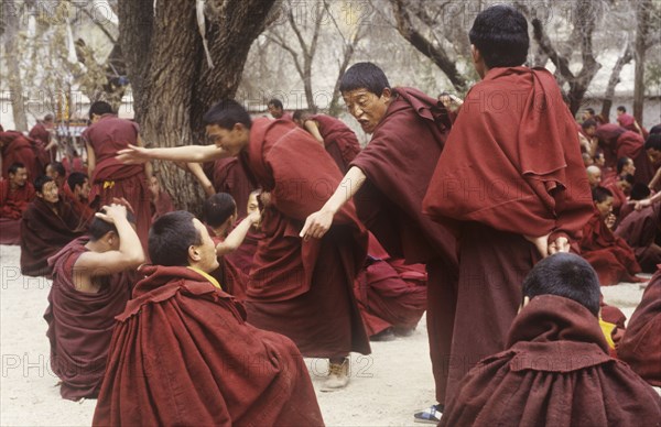 Vigorous debating is a tradition in many Tibetan monastries