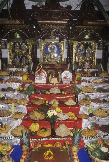 Divali offerings in a HIndu temple in South London