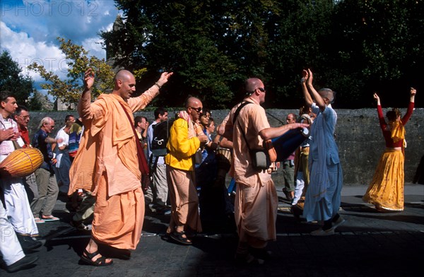 Hare Krishna group dancing England