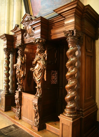 12th centry confessional St Anne`s Church in Brisges Belgium