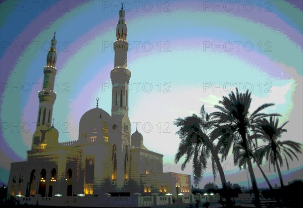 Jumeirah Beach Mosque with illuminations