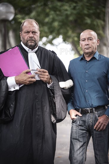 Loïc Sécher with his lawyer Eric Dupond-Moretti