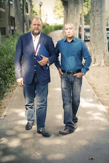 Loïc Sécher with his lawyer Eric Dupond-Moretti