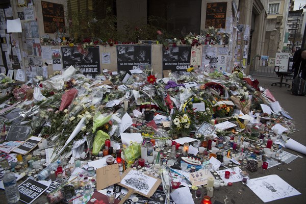 Hommage au lendemain de l'attentat de Charlie Hebdo, 2015