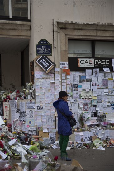 Hommage au lendemain de l'attentat de Charlie Hebdo, 2015