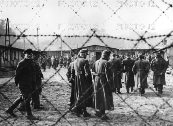 German POWs in a camp, during World War II