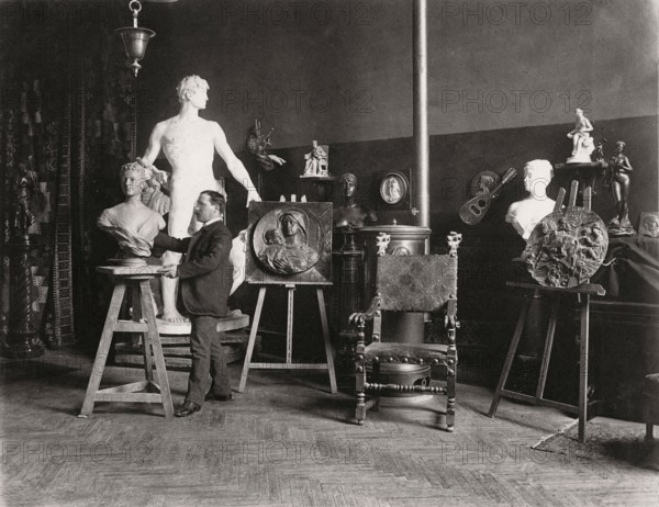 Auguste-André Lançon in his studio