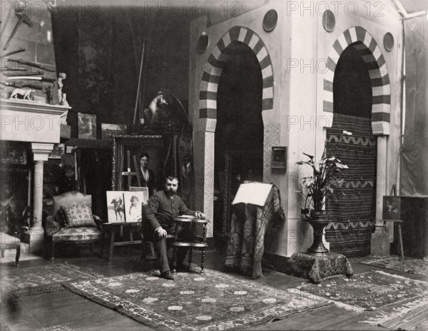 Edouard Debat-Ponsan dans son atelier