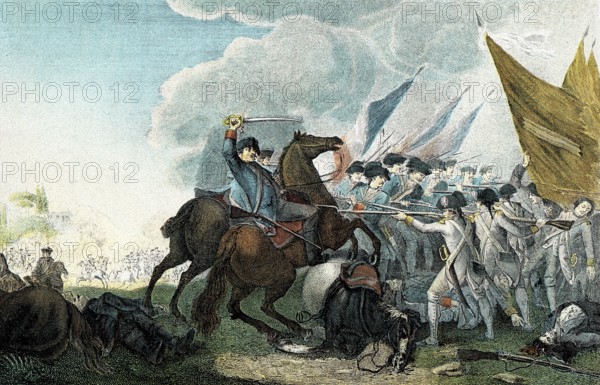 Cavalerie et infanterie attaquant les Prussiens en Septembre 1792