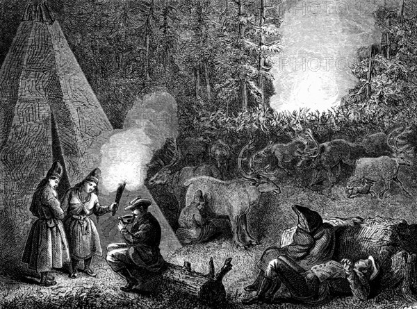 Campement en Laponie au 19e siècle