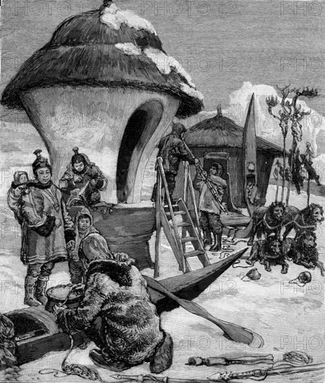 Esquimaux construisant leurs habitations