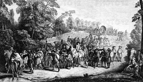 France. Soldats en marche - 19e siècle