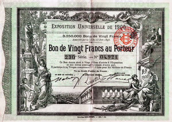 Bon de vingt francs au porteur