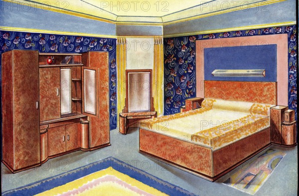 Décor chambre à coucher moderne 1930