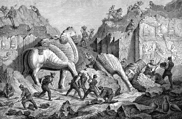 Fouilles de  Khorsabad, (NINIVE) en Assyrie