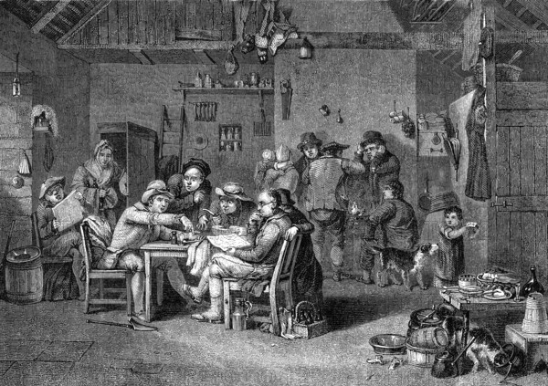 Les politiciens du village d'après David Wilkie, Angleterre