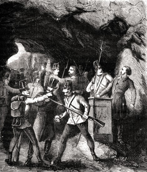 Arrestation des Carbonari dans les grottes