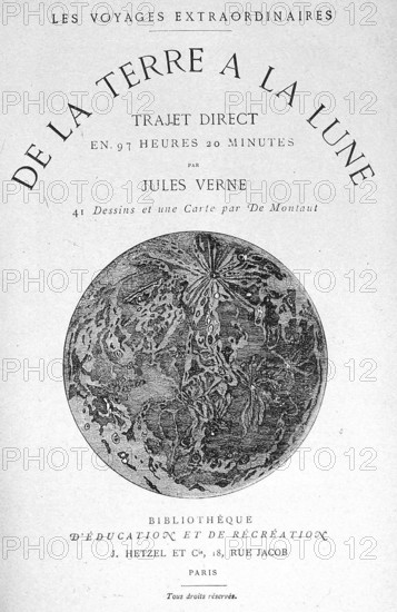 Jules Verne, "De la terre à la lune" (page de garde)