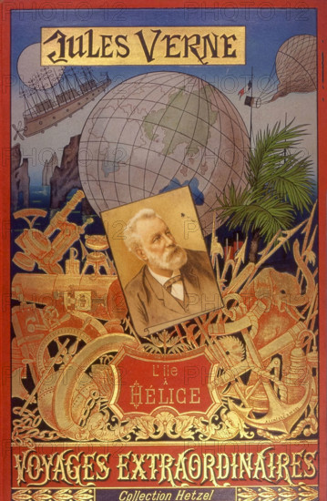 Jules Verne, couverture de "L'île à Hélice'