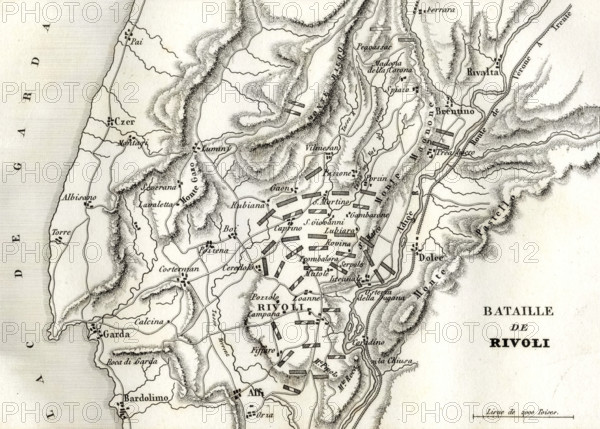 Plan de la bataille de Rivoli