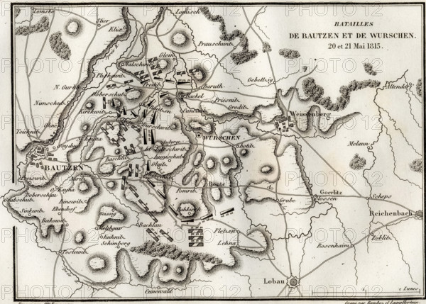 Map of the Battles of Bautzen and Wurschen