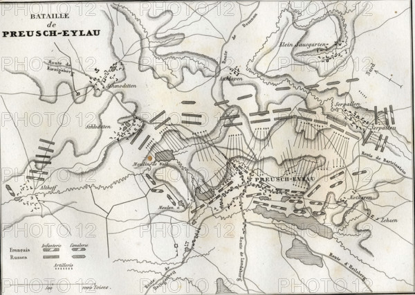 Plan de la bataille d'Eylau