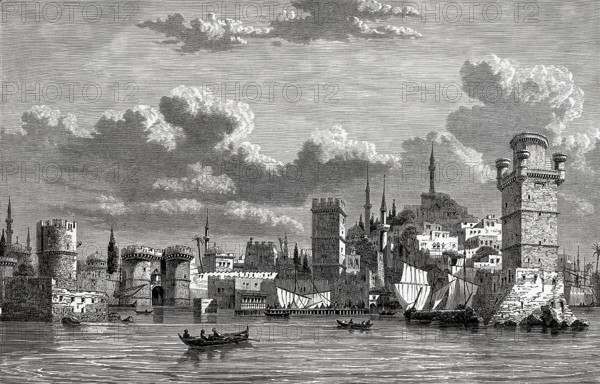 Vue de la ville de Rhodes pendant les Croisades