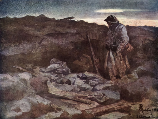 Survivant sur une tranchée à Thiaumont.