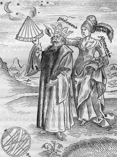 Le rgne du systme de PtolŽmŽe,(Astronomie).Dessin de 
La Margarita philosophica en 1503