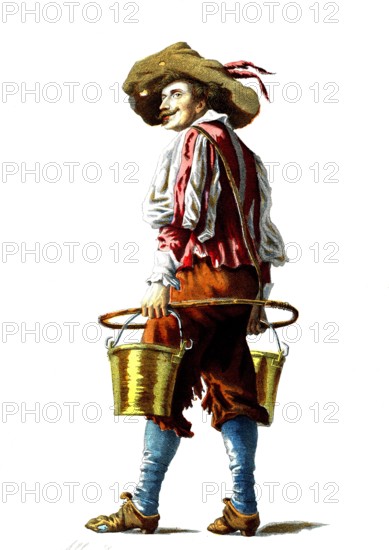 French theatre in the Renaissance ( 1450-1550 ) Artwork published in Paris by Edouard Fournier, in 1872.Joke comedy play " The water carrier "
Design by Allouard. 1872